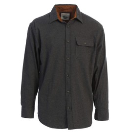 Gioberti Men's Brushed Solid Flannel Shirt with Corduroy Contrast, Charcoal, Large