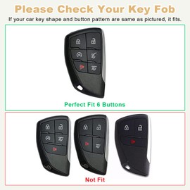 PIFOOG White Key Fob Cover Fit for GMC Yukon Chevy Tahoe Suburban 1500 2024 2023 2022 2021 6 Button Car Keys Case Shell Full Covers Accessories Gold Keychain Girly Female TPU 2 Pack