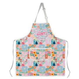 MYSOMY Aunt Apron With Pockets Nanny Aprons Aunt Themed Gift Boho Flower Gift Aunt Gift from Niece Nephew (Aunt Apron)