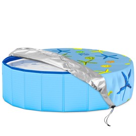 Dog Paddling Pool Cover, Foldable Portable Round Pet Pool Cover, Outdoor UV-Resistant Waterproof Dustproof Swimming Cover, Universal Bathroom Garden Patio for Dog Pet Bath (Starfish 160x20cm)
