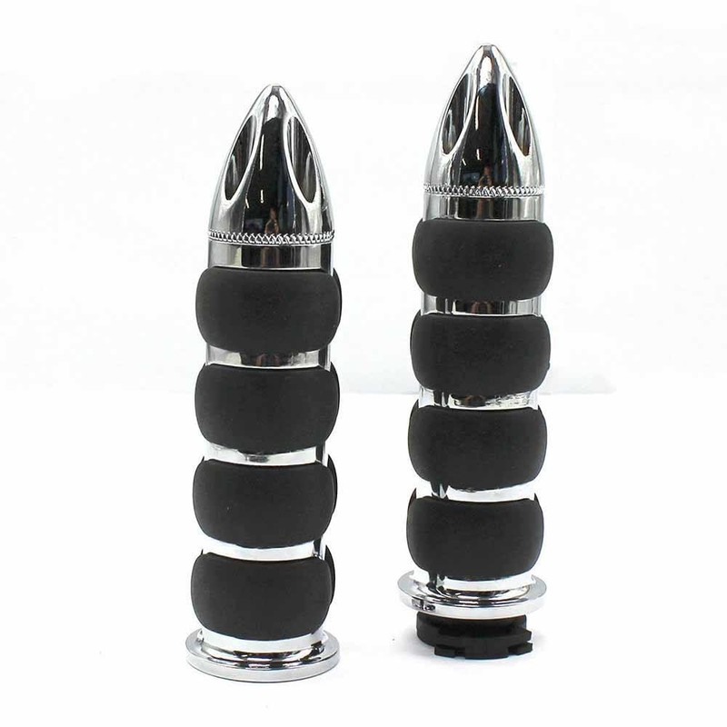 TDR Pair 1" Spike Chrome Hand Grips with Throttle Boss