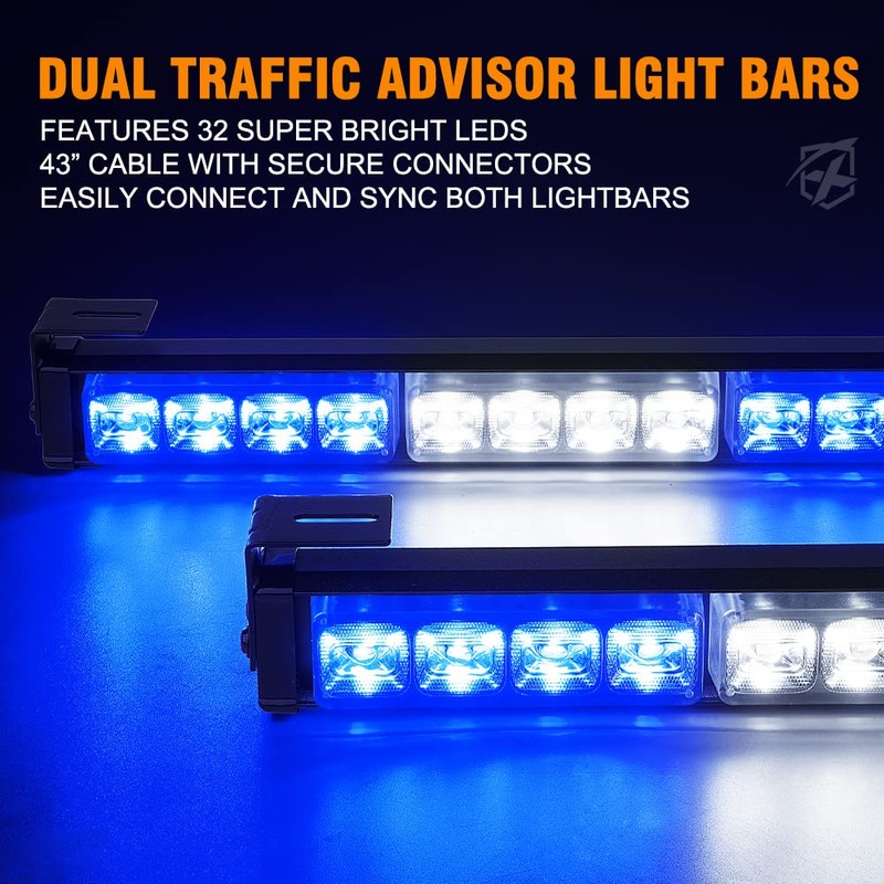 Xprite White & Blue LED Emergency Strobe Dash Lights, Interior