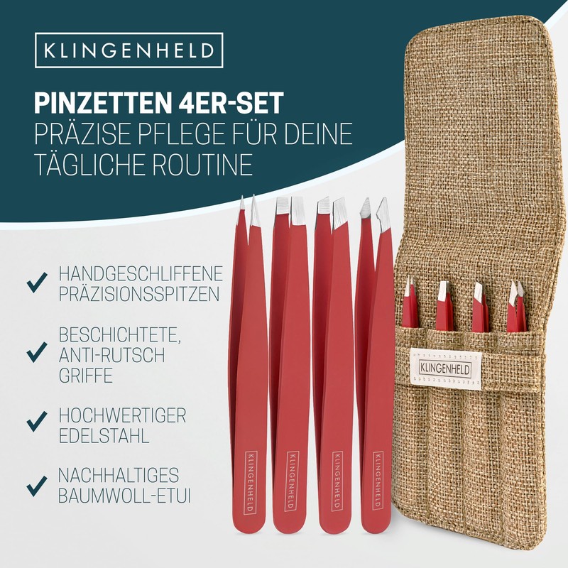 KLINGENHELD® Precise Tweezers Set with Hand-Cut Tips - Perfect for