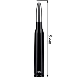 ONE250 50 Cal Caliber Bullet Style Antenna, Compatible with Jeep Wrangler JK JKU JL JLU Rubicon Sahara Renegade Gladiator (2007-2024) - Designed for Optimized FM/AM Reception (Silver)
