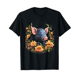 Adorable Piglet in Wildflower Field Graphic T-Shirt