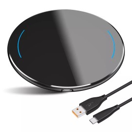 TOZO 15W Max Wireless Charger, Qi Certified Fast Wireless Charging Pad, Mirror Black