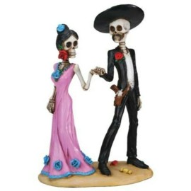 Summit Collection Day of The Dead Skeleton Couple Holding Hands Figurine