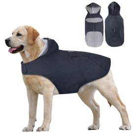 Idepet Dog Raincoat with Collar Hole, Waterproof, Reflective, Windproof Poncho with Hood for Small Medium and Large Dogs