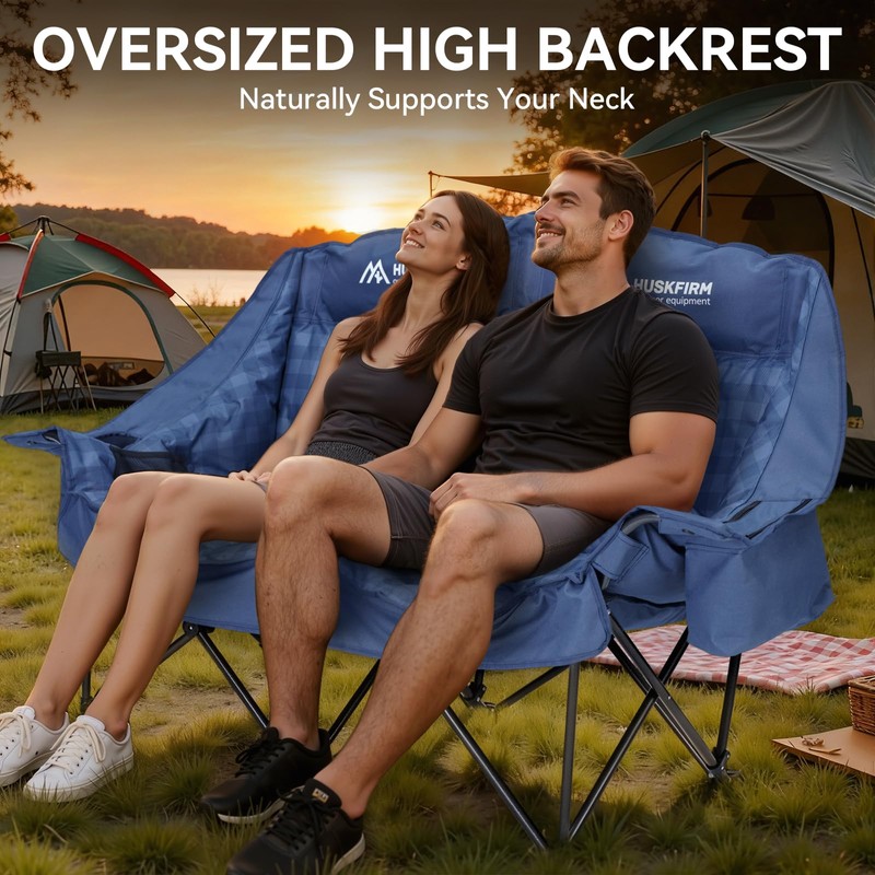 Padded Double Camping Chair High Back 2 Person Camping Chair