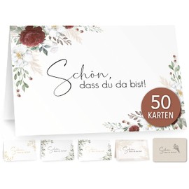 50 Place Cards, Wedding Name Cards, Place Cards - Wedding - Birthday - Communion - Creative - Burgundy Roses