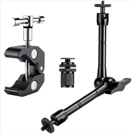 FOMITO 11" Articulating Magic Arm with Super Clamp, Heavy Duty Camera Mount for DSLR Rig, LED Video Lights, LCD Monitors, 1/4"-3/8" Thread, Max Load 4.4lbs