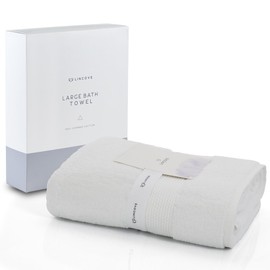 Lincove 100% Turkish Cotton Luxury Bath Towel for Bathroom - Hotel & Spa Luxury Large Bath Towel 600 GSM, Highly Absorbent & Eco Friendly - Made in Turkey (White)