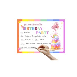 16 Pack Birthday Party Invitation Cards with Envelopes, Perfect for Kids, Adults, and All Celebrations, 4.72 x 6.69 Inches (Hearts)