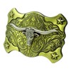 Moranse Golden Longhorns Bull Engraved Pattern Design Cowboy western Belt