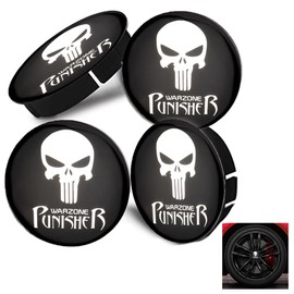 LONGHAO Pack of 4 Skull Alloy Rims Hub Caps, Alloy Rims Hub Cap, Skull Wheel Hub Cap, Universal Black Skull Hub Caps, Compatible with 60 mm Wheel Hub Caps (Black 2)