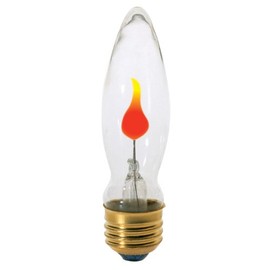 Satco S3660 120V Medium Base 2-3-Watt Flicker Bulb, Clear