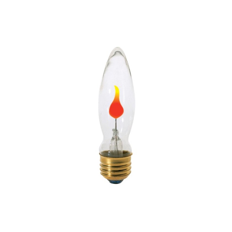 Satco S3660 120V Medium Base 2-3-Watt Flicker Bulb, Clear