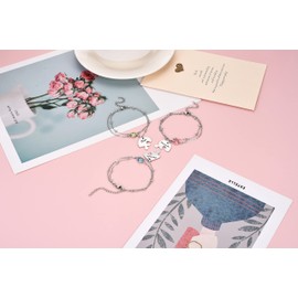 Zysta Friendship Bracelet for 3 Puzzle Heart Bracelet with Engraving "Best Friends Forever" Stainless Steel Rhinestone BFF Bracelet for Sister Gift, Stainless Steel