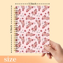 NaZaUK Adorable Axolotls Pink Notebook, Axolotl Gifts, Mexican Amphibian Animal Journal, Cute Journals for Women, Pink Aesthetic Office Supplies, Hardcover Spiral Notebooks 5.5x8.3