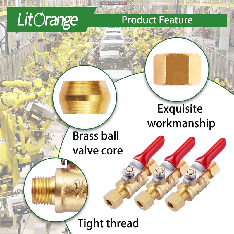 Litorange 1 Pack Lead-Free Brass Mini Ball Valve Shut Off