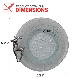 Christmas Glass Serving Bowl with Reindeer Accent Rippled Textured Dip Bowl by Exultimate