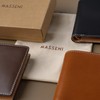 MASSENI Men's Luxury Italian Leather Bifold Wallet, Coin Pocket, Tan