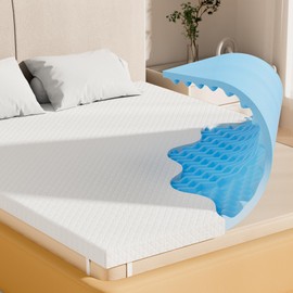 Colchoneta Memory Foam con Gel, 5 Zonas de Soporte Ergonómico, Incluye Funda Extraíble y Lavable, Grosor 5 cm, Matrimonial (135x190 cm), Alivia el... 