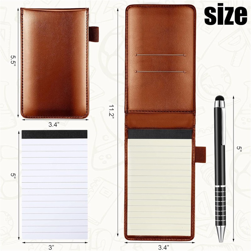 10pcs Mini Brown Pocket Notepad Holder Set, Small Notebook Holder