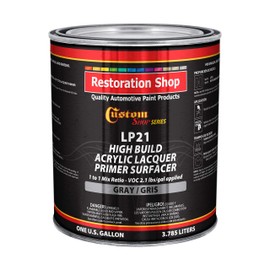 Custom Shop Premium High Build Gray Acrylic Lacquer Primer Surfacer, 1 Gallon - Fast Filling, Drying, Easy Sanding, Excellent Adhesion, Apply Over Metal Steel, Body Filler Putty Automotive Industrial