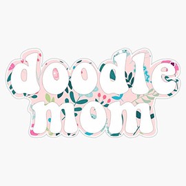 Floral Doodle Mom - Golden Doodle Goldendoodle Bumper Sticker Vinyl Decal 5 inches