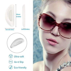 Eyeglass Nose Pads, Adhesive Anti-Slip Nose Pads, Soft Silicone Nose Pad Cushion for Glasses, Eyeglasses, Sunglasses, 12 Pairs(Clear)