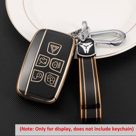 Juttzzei Land Rover Car Key Cover for Land Rover Defender Discovery Evoque LR4 Range Rover Sport Freelander Jaguar Velar Vogue, Evoque Key Cover, Soft TPU Range Rover Key Fob Cover - 5 Bottons(Black)