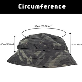 Camo Sun Bucket Hat for Men Women, Foldable UV Protection Boonie Hats for Hiking Beach Fishing Summer Safari Bush