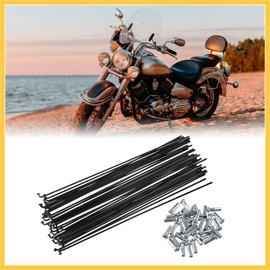 REPAIROCK 40 Pcs Bicycle Steel Spokes 14G Bike Spoke 192mm Length with Nipples Auto Replacement Parts