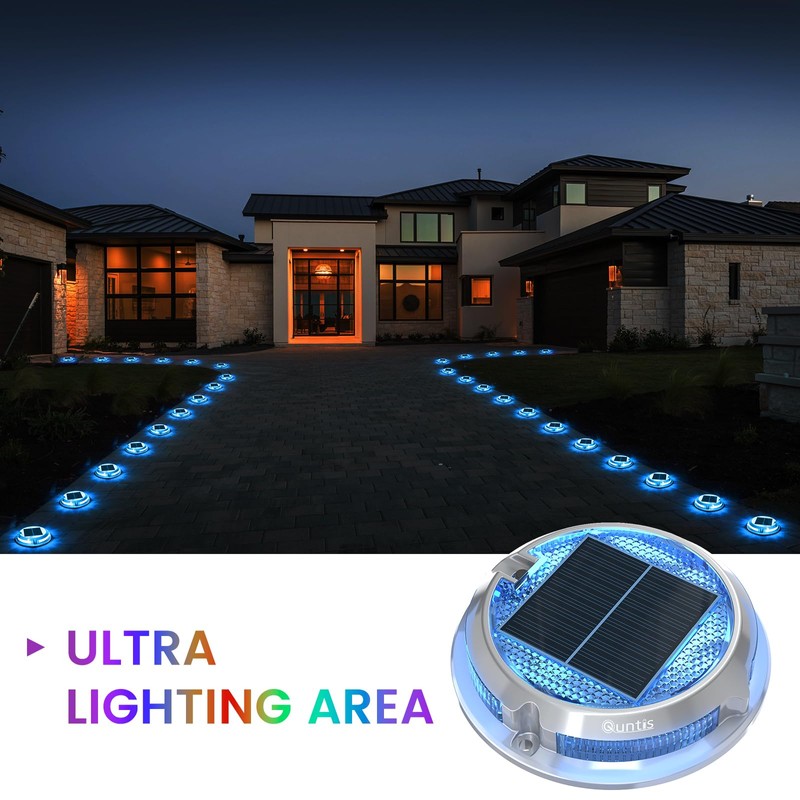 Quntis 12 Pack Outdoor Solar Deck Lights Multicolored - 11