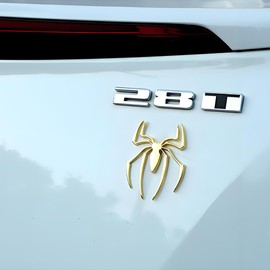 3D Soft Glue Spider Stickers for Cars, Electric Cars and Motorcycles, 2 Pieces in One Set, Gold and Silver (2 Golden)