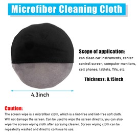 Ohleats Car Screen Cleaner, 4.33"×4.33" Round Microfiber Auto Screen Cleaning Pad, Foldable Touch Screen Cleaner Cloth for Vehicle Dashboard LCD Display, Interior Car Accessories
