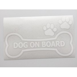 nc-smile dog on board bone paw dog riding sticker (L, White)