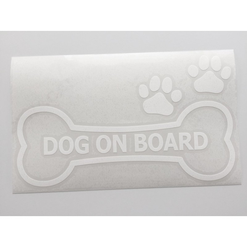 nc-smile dog on board bone paw dog riding sticker (L,