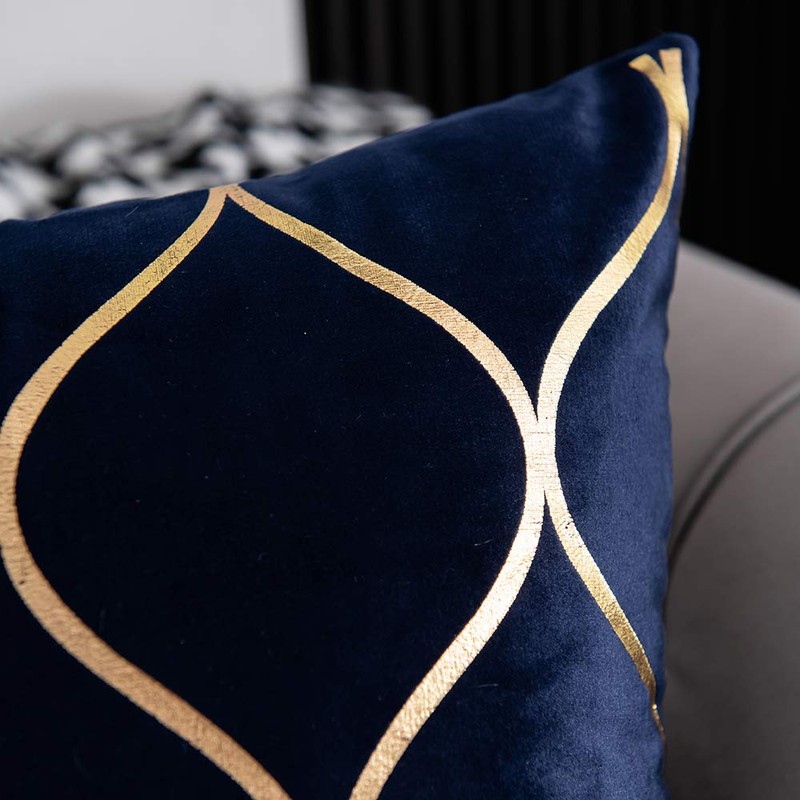 DEZENE Gold Velvet Throw Pillow Covers Navy: 2 Pack 12x20