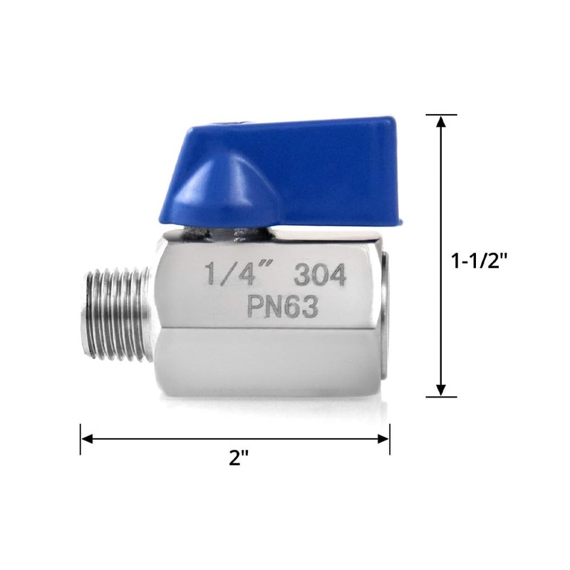 Tiardey Mini Ball Valve Stainless Steel Mini Ball Valve 1/4