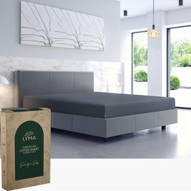 LYMA Bedding Fitted Sheet Super King, Deep Pocket 30CM, OEKO-TEX Certified, Ultra Soft Nanoplush Double Brushed Quick Dry, Shrink Wrinkle & Fade Resistant Easy Care Elastic Bottom Sheet (Dark Grey)