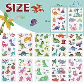 120 Glitter Dino Tattoos Dinosaur Temporary Tattoo Stickers for Boys and Girls Dinosaur Birthday Gifts for Party Favors Decorations (12 Sheets)