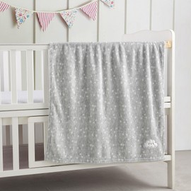 CREVENT 2Pcs 30''X40'' Cute Cozy Fluffy Warm Baby Blankets for Infants Toddlers' Bedding Crib Cot Stroller - Grey Cloud + Minky Flower