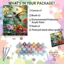Arttoplus Hummingbird Paint by Numbers Kit for Adults Beginner-Hummingbird Paint by Number for Adults Canvas,DIY Oil Painting by Numbers for Adult for Gift Home Wall Decor(16x20inch)