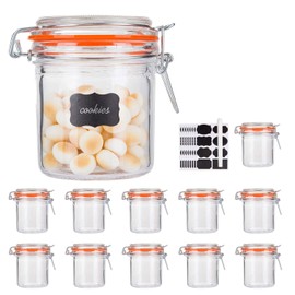 Encheng Glass Jars With Airtight Lids, Mason Jars 8 oz,Glass Jar With Leak Proof Rubber Gasket 250ml,Storage Jars With Hinged Lid for Home and Kitchen,Glass Containers With Lids 12 Pack