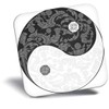 Fridge Magnet bw - Yin Yang Yoga Flowery Meditation Sign