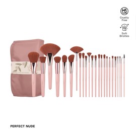 Perfect Nude 24-Piece Makeup Brush Set | Nature Collection | Ultra-Soft & Cruelty-Free Bristles | Professional & Beginner-Friendly | Includes Travel Pouch