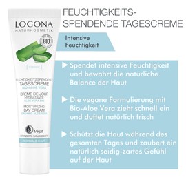 Organic Day Cream by Logona Naturkosmetik for Intensive Moisture with Organic Aloe Vera, Natural Face Cream for Dry Skin, Vegan Care, 30 ml