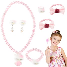 Children's Jewellery, 7-Piece Jewellery Set Girls Cat Accessories Girls with Necklace Bracelet Earrings Hair Accessories for Children for Party Dress Up Party Favours Birthday Gift